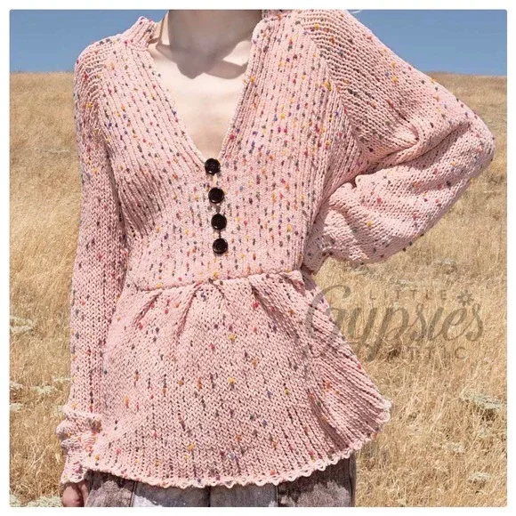 POL Pink Confetti Cake Peplum Sweater - Picture 5 of 9